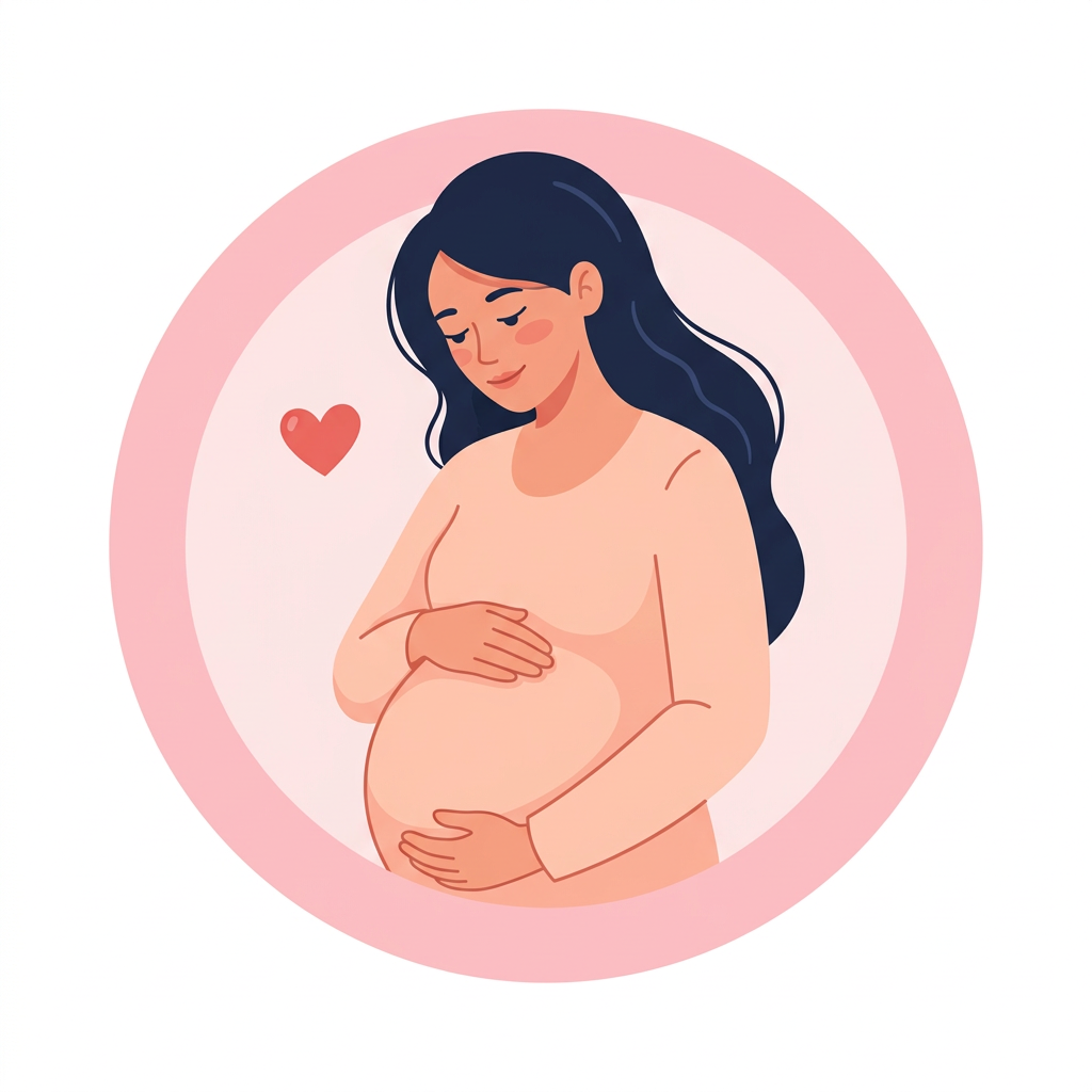 Pregnant woman holding her belly